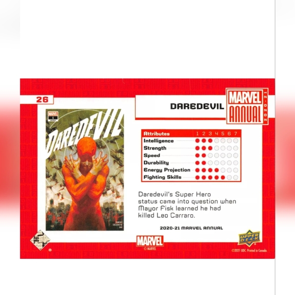 Daredevil Trading Card🦸 Marvel Universe 🔥 - Picture 2 of 2
